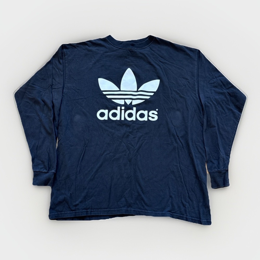 Vintage‎ Adidas Shirt Mens XL Trefoil Logo Black Long Sleeve 90s Cotton